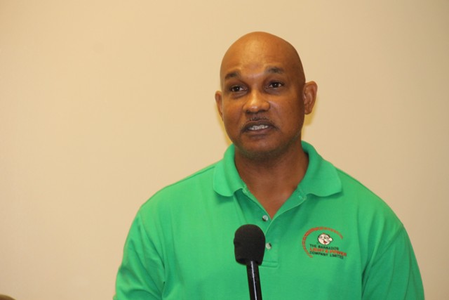 Curtis Brewster, Technical Trainer of The Barbados Light & Power Company Limited delivering remarks at the opening ceremony of a one-week workshop for linesmen at the Nevis Electricity Company Ltd. on Transmission and Distribution at their conference room on September 05, 2015